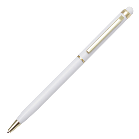 Długopis aluminiowy Touch Tip Gold, biały