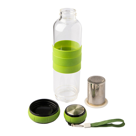Szklana butelka z zaparzaczem do herbaty Sulmona, zielony