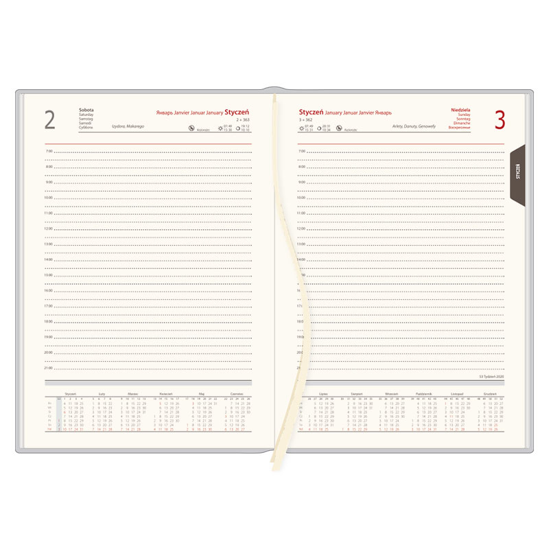 Kalendarz książkowy A4 dzienny Max, Prismalux