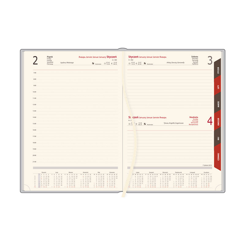 Kalendarz książkowy B6 dzienny, Vivella, czerwony