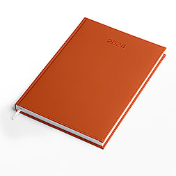 Kalendarz książkowy A4 dzienny, Denim, pomarańczowy