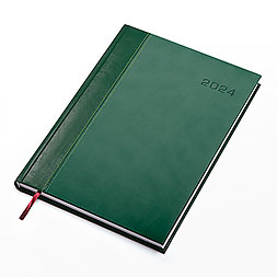 Kalendarz książkowy A4 dzienny, Genewa, zielono-zielony