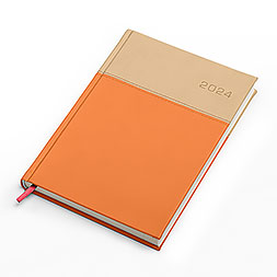 Kalendarz książkowy A4 dzienny, Napoli, kość, słoniowa-pomarańczowy