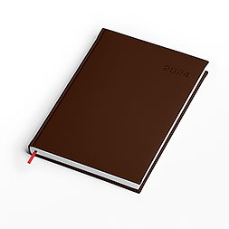 Kalendarz książkowy A4 dzienny, Turyn, brązowy