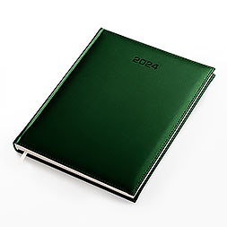 Kalendarz książkowy A4 dzienny, Velour, zielony