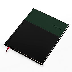 Kalendarz książkowy A4 tygodniowy z notesem, Napoli, zielono-czarny