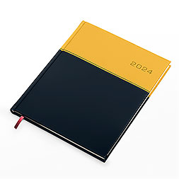 Kalendarz książkowy A4 tygodniowy z notesem, Napoli, żółto-granatowy