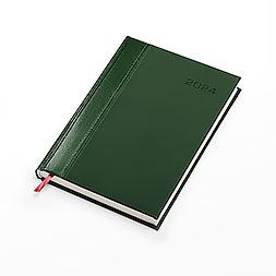 Kalendarz książkowy A5 dzienny, Genewa, zielono-zielony