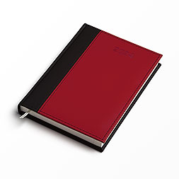 Kalendarz książkowy A5 dzienny, Vellutino proste pionowe, czarno-czerwony