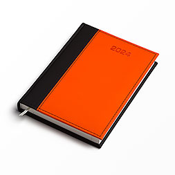 Kalendarz książkowy A5 dzienny, Vellutino proste pionowe, czarno-pomarańczowy