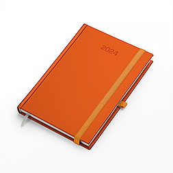 Kalendarz książkowy A5 dzienny, Vellutino z gumką, pomarańczowy