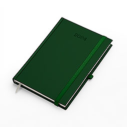 Kalendarz książkowy A5 dzienny, Vellutino z gumką, zielony