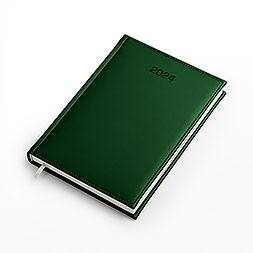 Kalendarz książkowy A5 dzienny, Velour, zielony