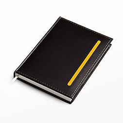 Kalendarz książkowy A5 dzienny, Vivella linia pionowa, czarno-żółty