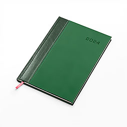 Kalendarz książkowy A5 tygodniowy z notesem, Genewa, zielono-zielony