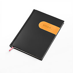 Kalendarz książkowy A5 tygodniowy z notesem, Liguria, szaro-pomarańczowy