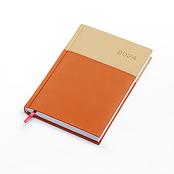 Kalendarz książkowy A5 tygodniowy z notesem, Napoli, kość słoniowa-pomarańczowy