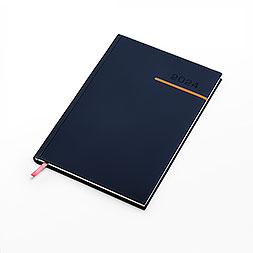 Kalendarz książkowy A5 tygodniowy z notesem, Victoria, granatowo-pomarańczowy