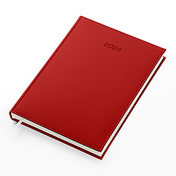 Kalendarz książkowy B5 dzienny, Denim, czerwony