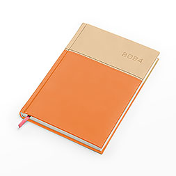 Kalendarz książkowy B5 dzienny, Napoli, kość słoniowa-pomarańczowy