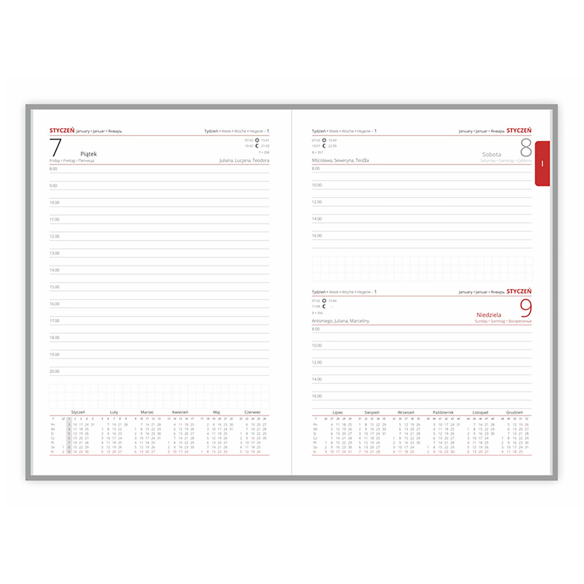 Kalendarz książkowy A5 dzienny, BI Color Adora M Economic, szary