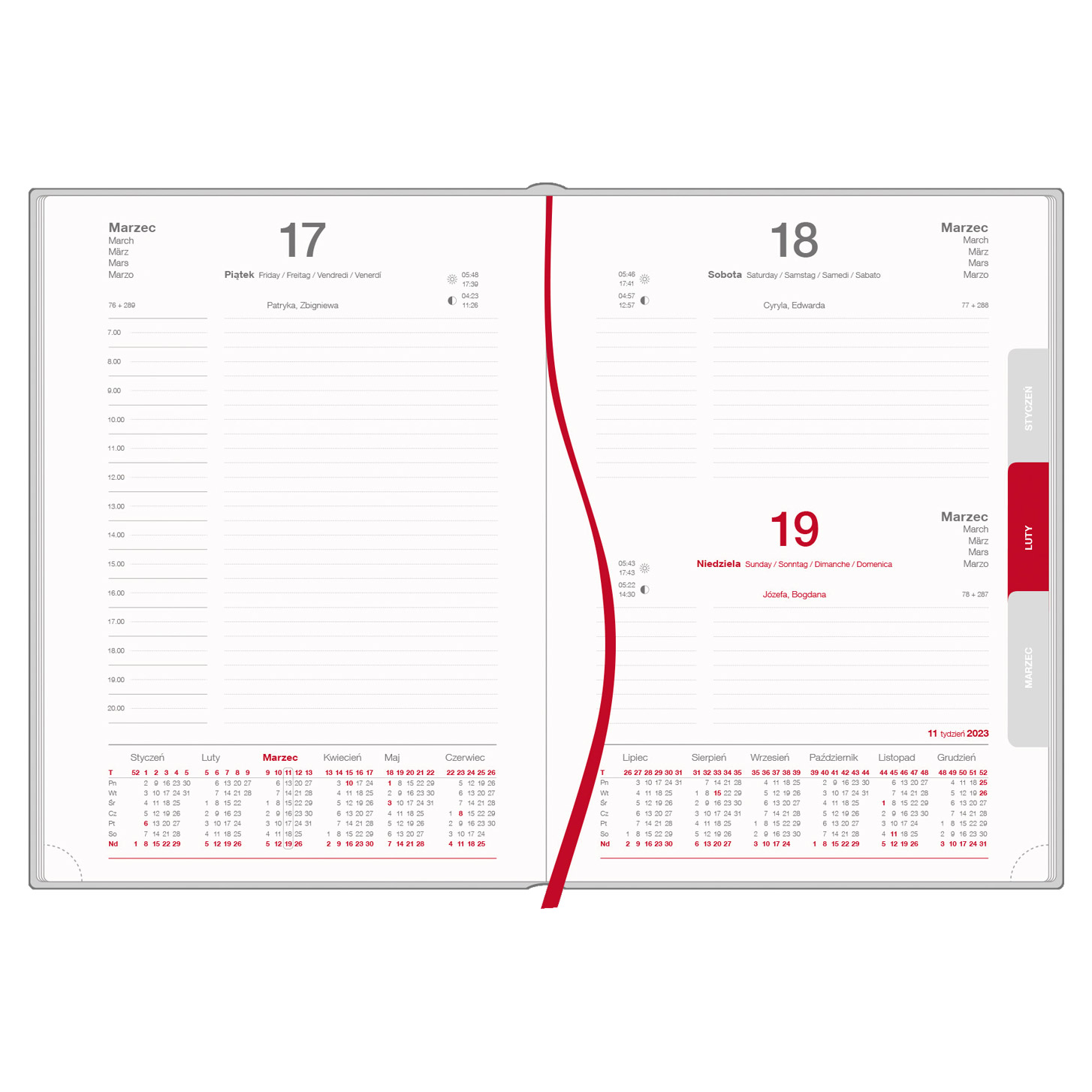 Kalendarz książkowy A4 dzienny, Turyn, biały