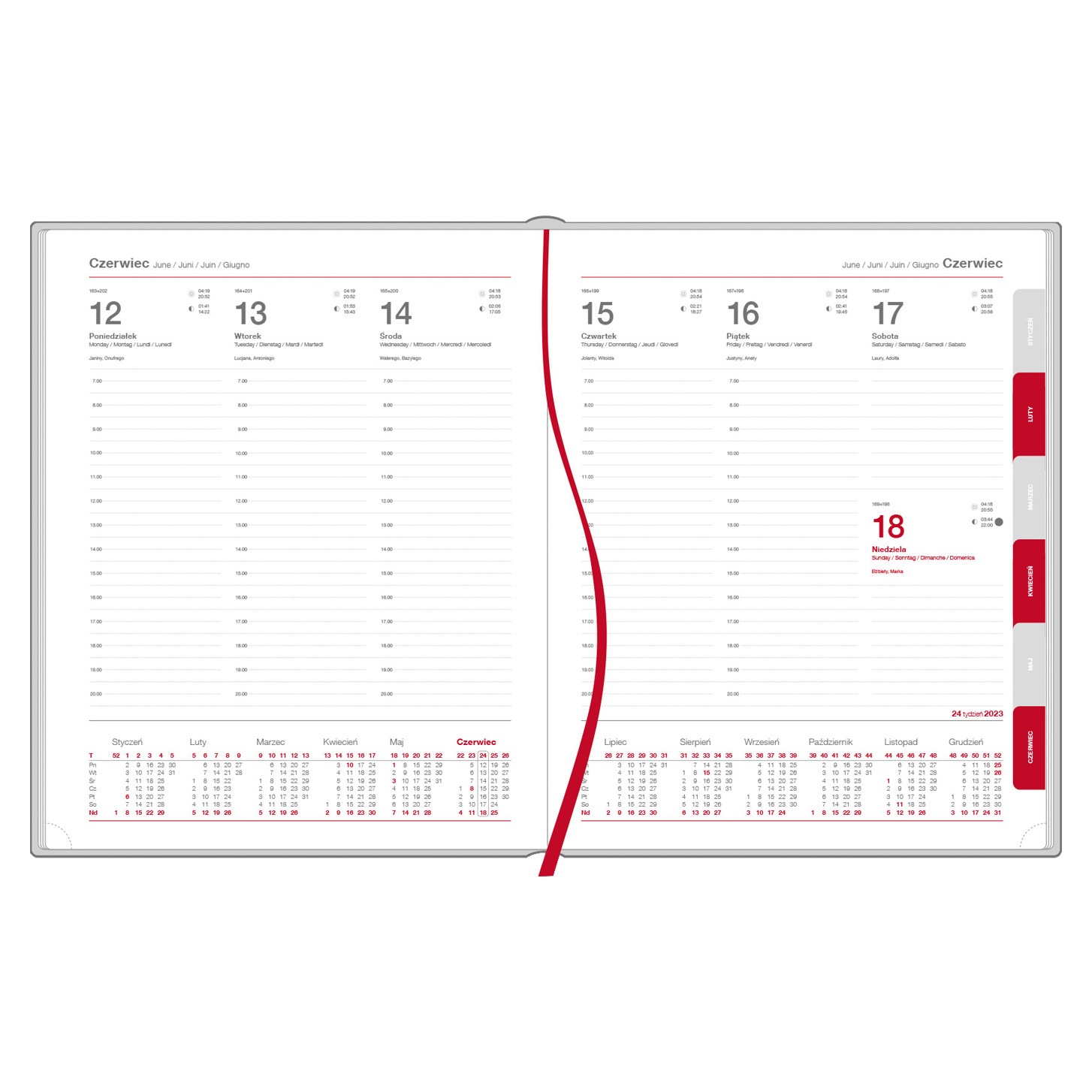Kalendarz książkowy A4 tygodniowy z notesem, Turyn, piaskowy